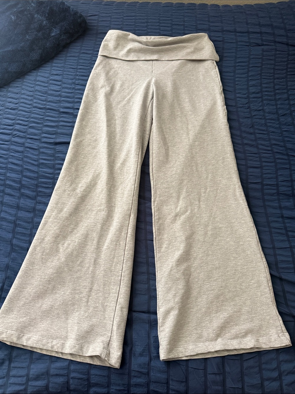 Edikted Light Heather Gray Wide-Leg Fold-Over Waist Pants